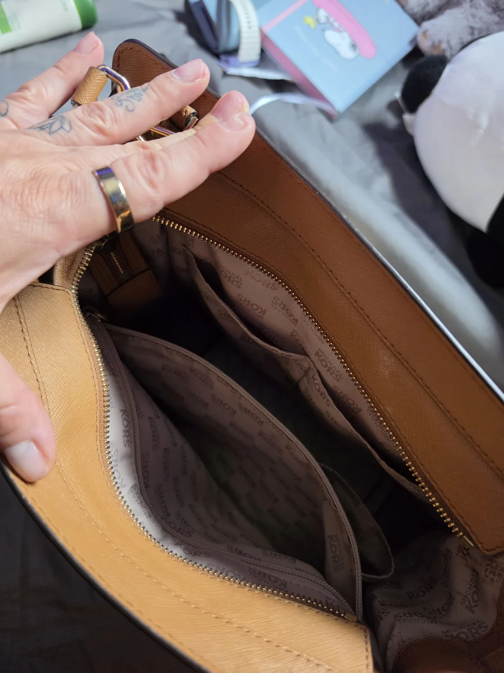 Michael Kors Dillon Satchel in the Vanilla and Acorn